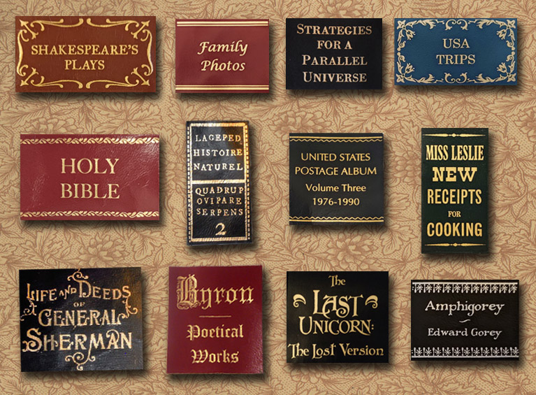 Several decorative leather labels