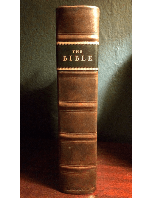bible with leather label