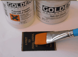 paint brush with Golden varnish 